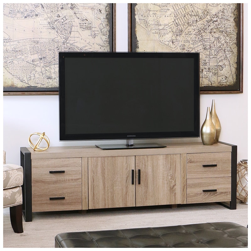 Walker Edison 70" Urban Wood Media TV Stand Storage Console - Driftwood (RL70UBC22AG)