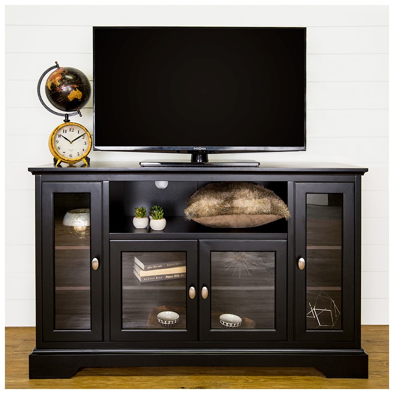 Walker Edison 52" Wood TV Media Stand Storage Console - Black (RL52C32BL)