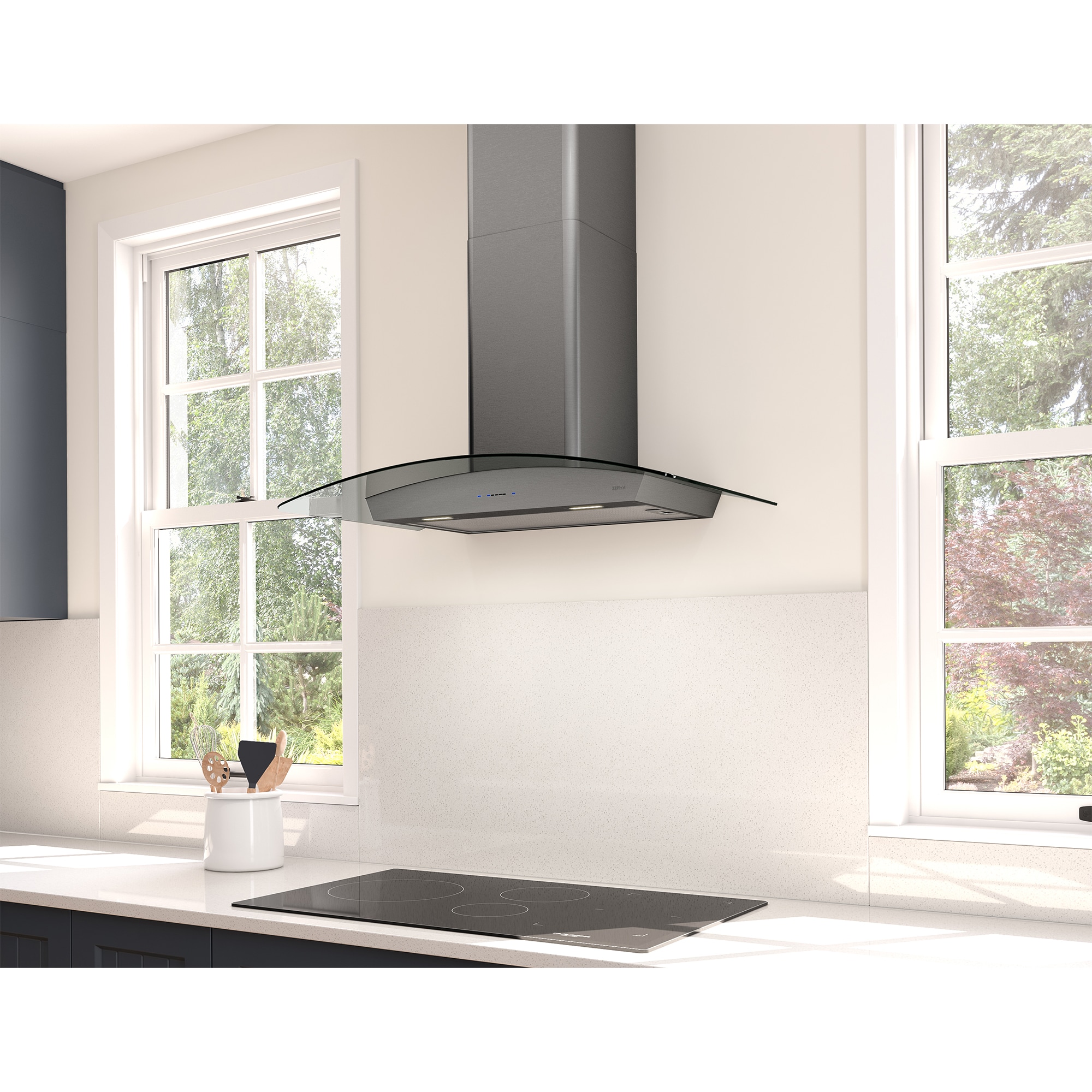 Zephyr 36 in. Chimney Style Range Hood with 5 Speed Settings, 600 CFM ...