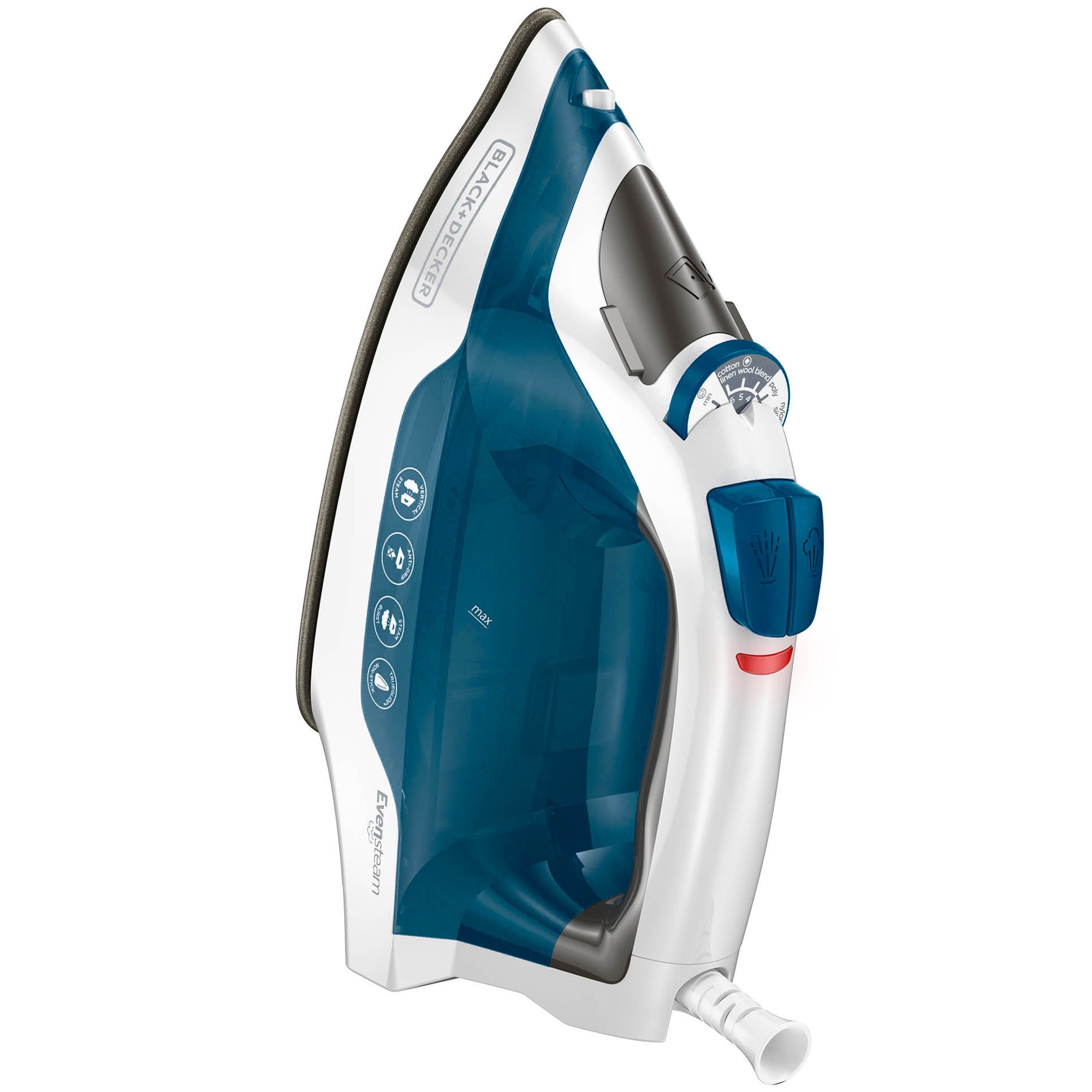 Black & Decker Easy Steam Compact Iron with Dual Cord Blue P.C