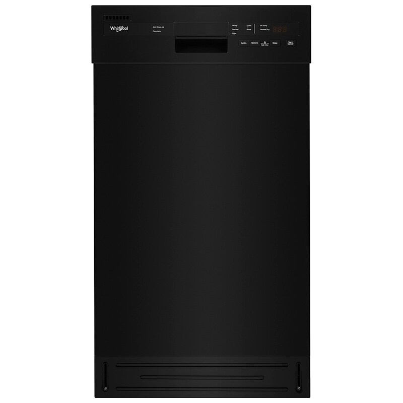 Whirlpool 18" Built-In Dishwasher with Front Control, 50 dBA Sound Level, 8 Place Settings & 5 Wash Cycles - Black (WDF518SAHB)