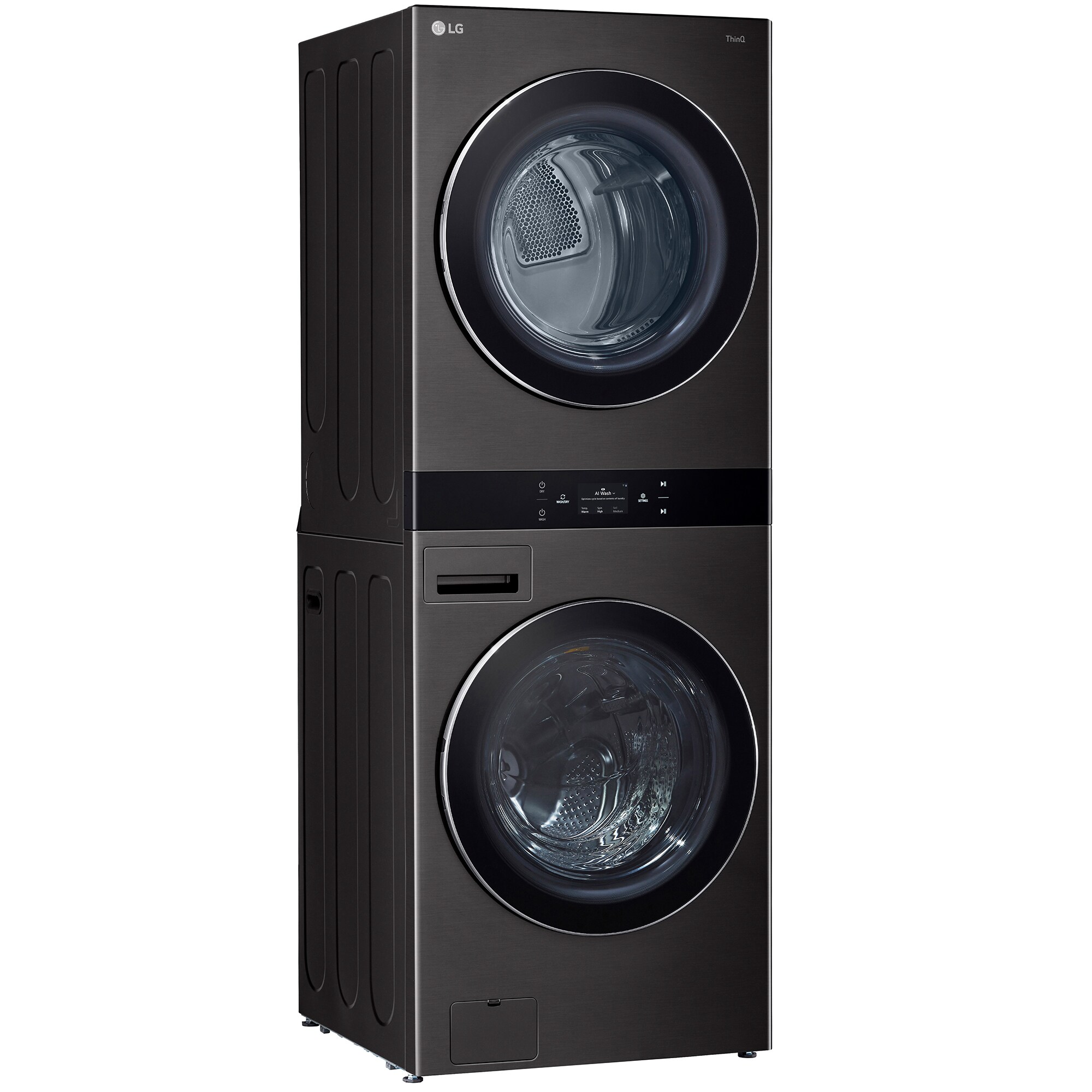 LG 27 in. 5.0 cu. ft. Smart Gas Front Load WashTower with AI Sensor Dry ...