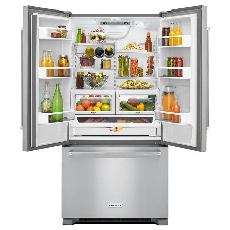 KitchenAid 36 in. 21.9 cu. ft. Counter Depth French Door Refrigerator ...