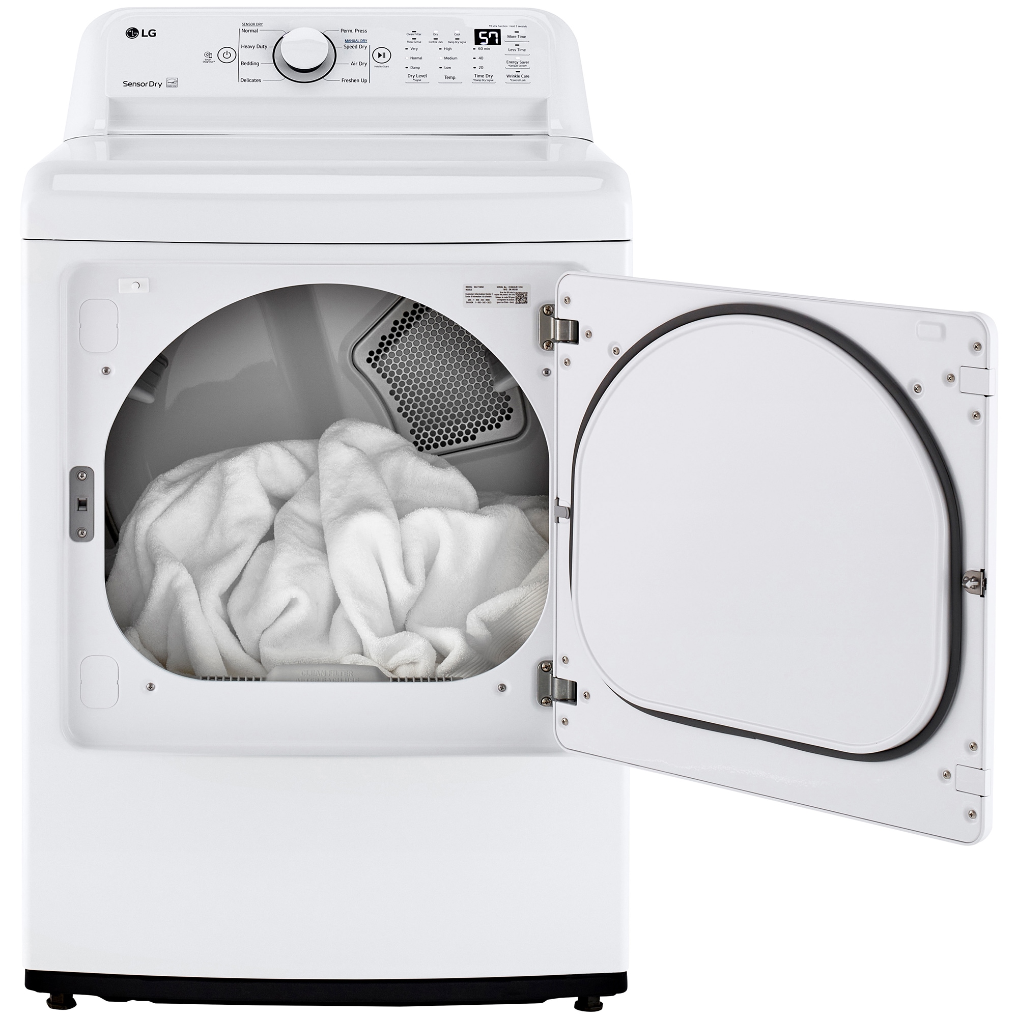 LG 27 in. 7.3 cu. ft. Electric Dryer with Sensor Dry Technology & Solid ...