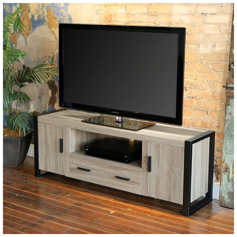 Walker Edison 60" Urban Wood Media TV Stand Storage Console- Driftwood (RL60UBC22AG)