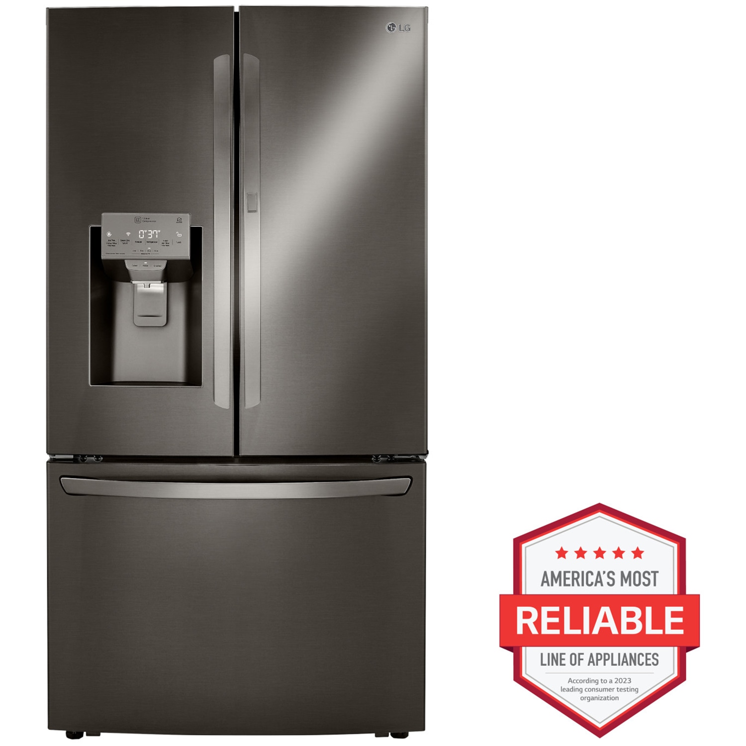 LG 36" 29.7 Cu. Ft. Smart French Door Refrigerator with Ice & Water Dispenser - Black Stainless Steel (LRFDS3016D)