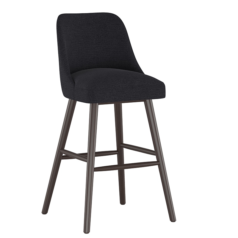 Skyline Furniture Modern Mid Century Bar Stool in Linen Fabric - Black (84-8LNNBLC)