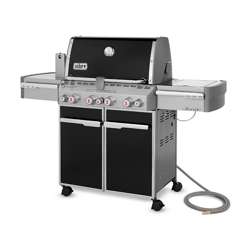 Weber Summit E-470 4-Burner Natural Gas Grill with Rotisserie & Side ...