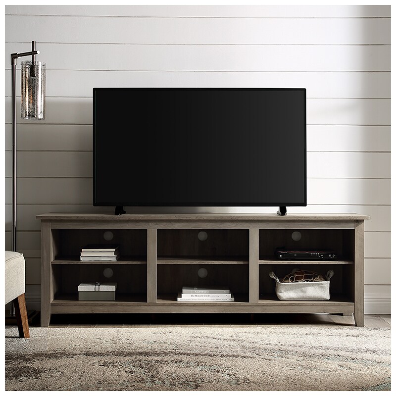 Walker Edison 70" Wood TV Media Stand Storage Console - Grey Wash (RL70CSPGW)