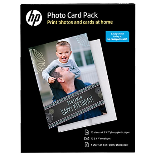 HP Photo Card Pack - 5 4x6 Sheets, 10 5x7 Sheets with 10 Envelopes (SF791A)