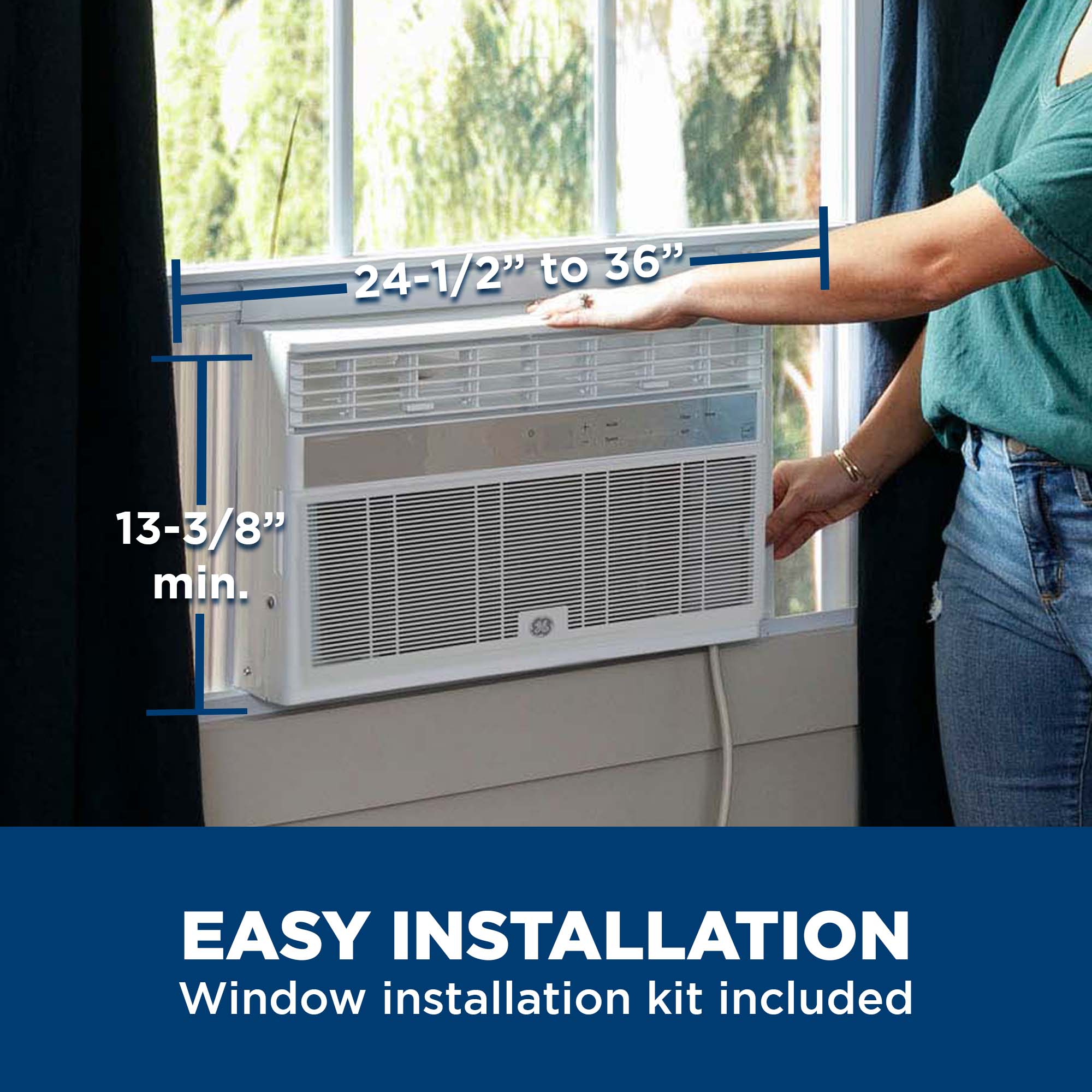 GE 10,000 BTU Smart Energy Star Window Air Conditioner with 3 Fan ...