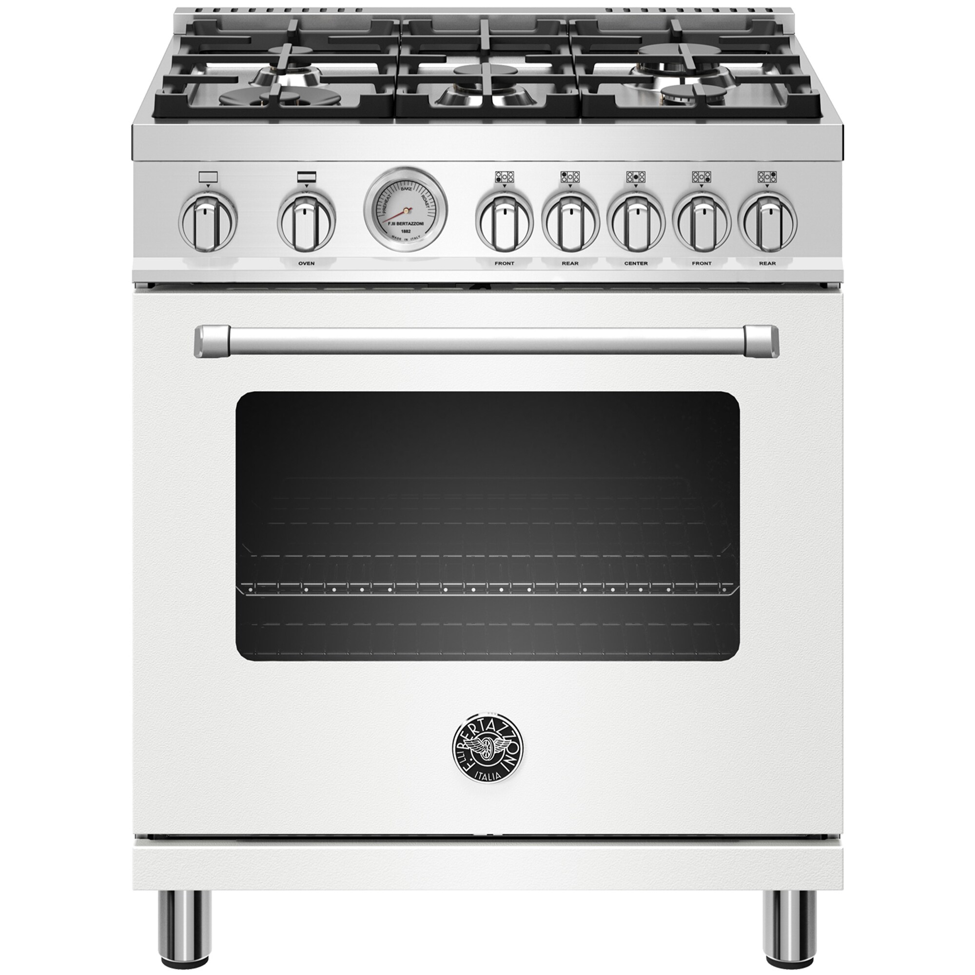 Bertazzoni Master Series 30" Freestanding Gas Range with 5 Sealed Burners & 4.7 Cu. Ft. Single Oven - White (MAST305GASBIE)