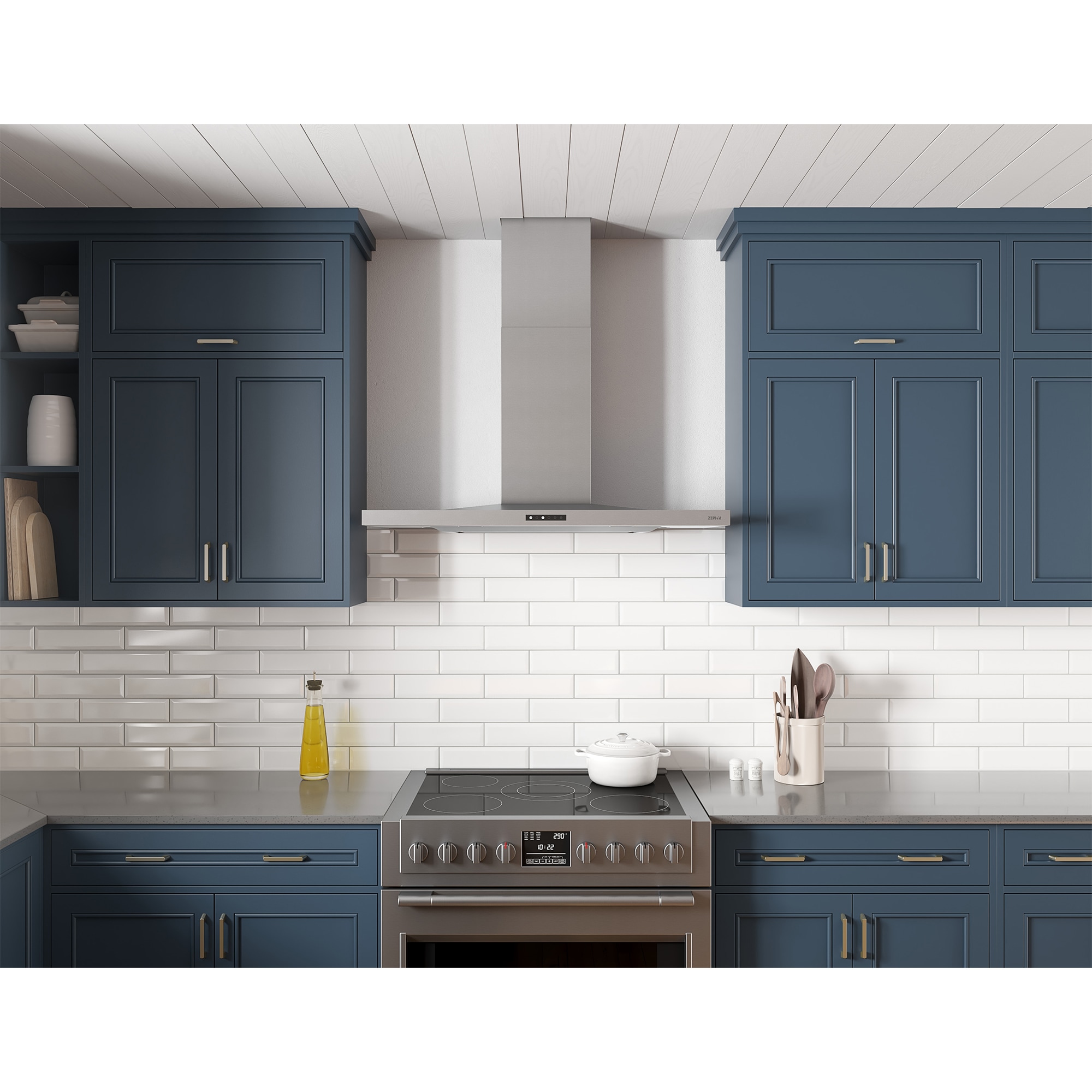 Zephyr 42 In Chimney Style Range Hood With 3 Speed Settings Ducted   AZ4 DLA E42ASSX 