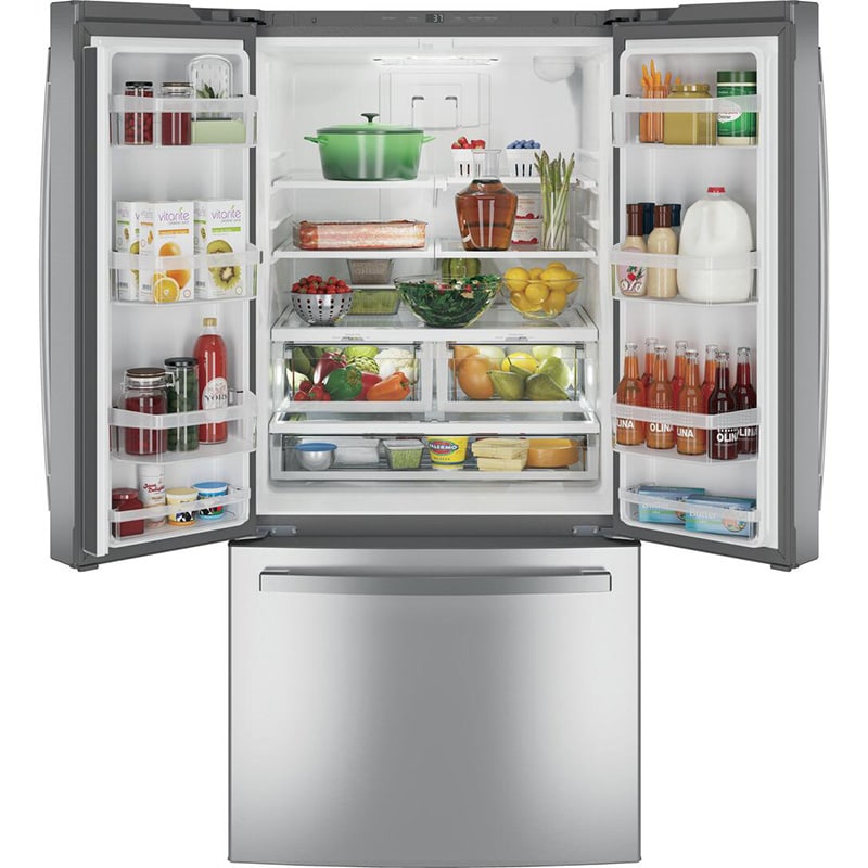 GE 33 in. 24.7 cu. ft. French Door Refrigerator with Internal Water ...